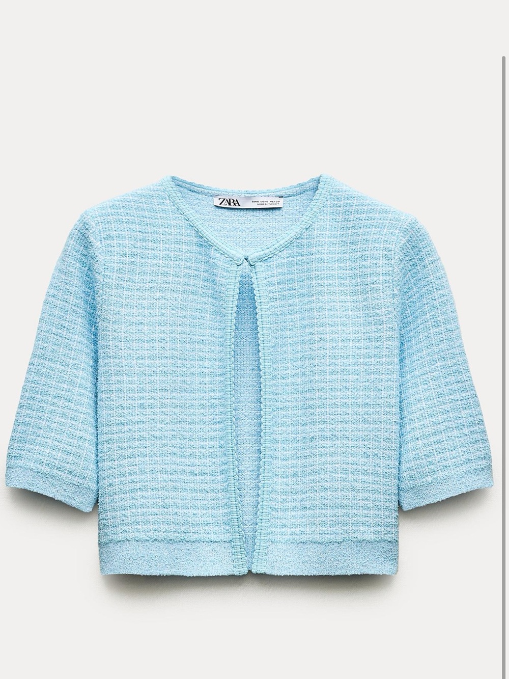 Zara Powder Blue Cropped Knit Cardigan & Crop Top